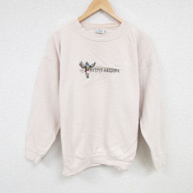 【50%OFF】00s 長袖スウェット 刺繍 ピンク L | 古着