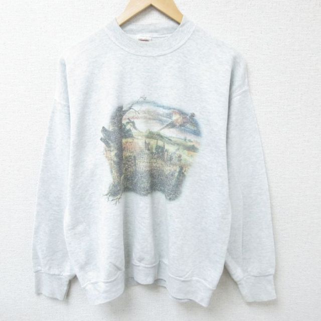 【50%OFF】フルーツオブザルーム 00s 長袖スウェット 鳥 グレー L | 古着
