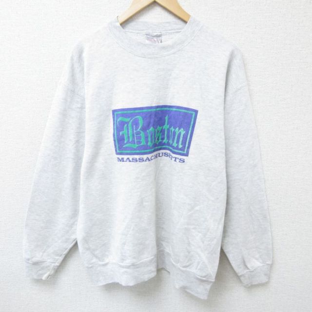 L★古着 オニータ ONEITA 長袖 スウェット メンズ 90年代 90s ボストン マサチューセッツ クルーネック USA製 薄グレー 霜降り 24sep10 中古 スエット トレーナー トップス