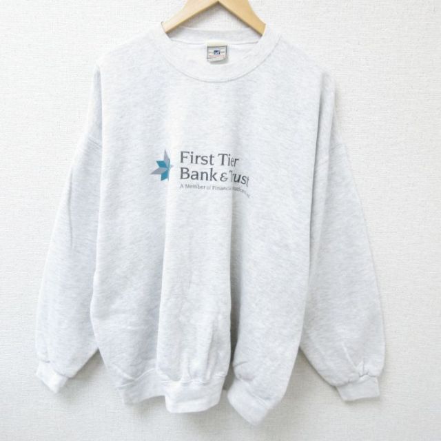 XL★古着 リー Lee 長袖 スウェット メンズ 00年代 00s Bank 大きいサイズ クルーネック 薄グレー 霜降り 24sep10 中古 スエット トレーナー トップス