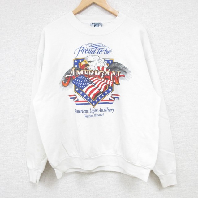 【50%OFF】リー 90s 長袖スウェット Proud To Be AMERICAN ホワイト L | 古着