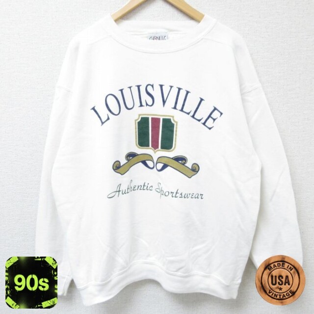 90s 長袖スウェット LOUISVILLE ホワイト メンズXL相当 | 古着