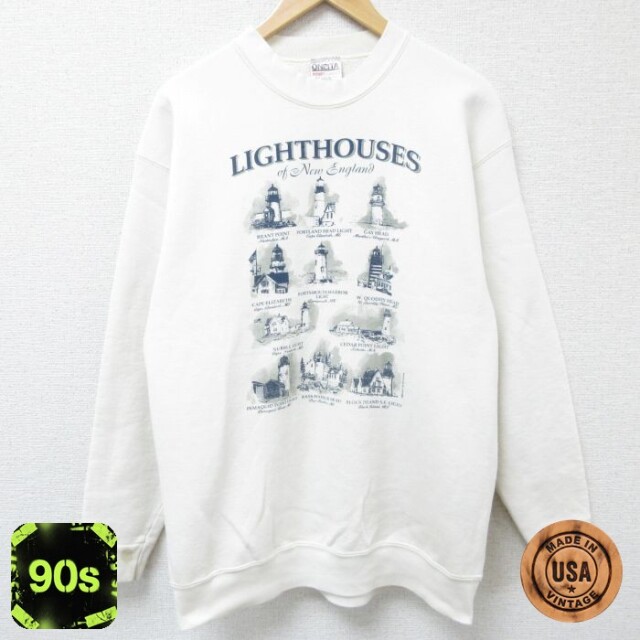 オニータ 90s 長袖スウェット 灯台 ホワイト M | 古着