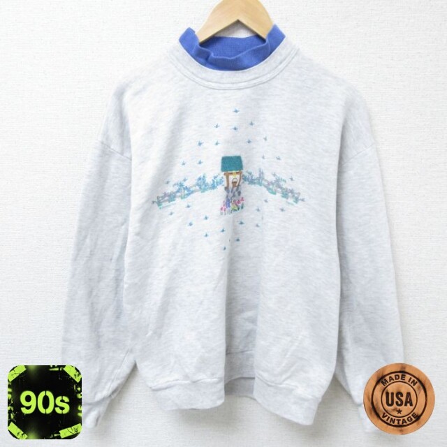 ジャージーズ 90s 長袖スウェット 井戸刺繍 グレー L | 古着