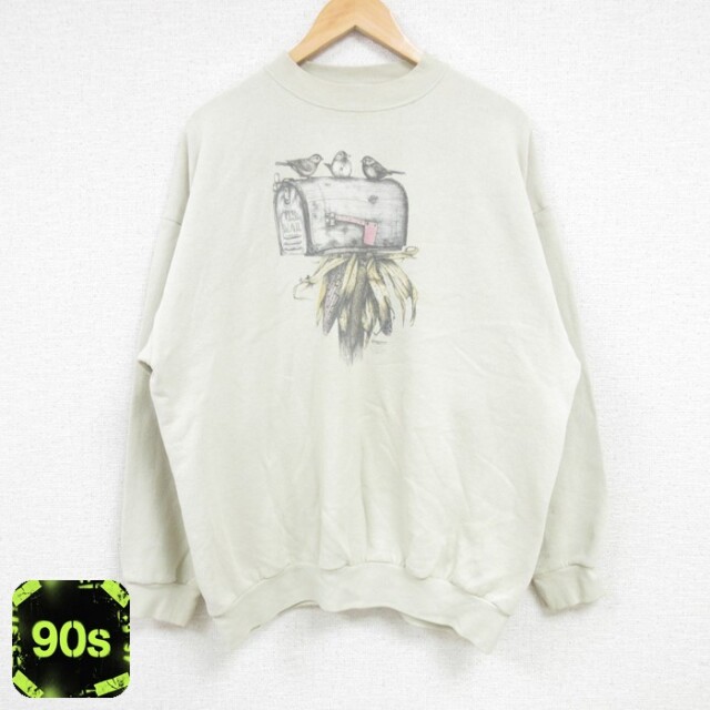 TULTEX 90s 長袖スウェット 鳥 ベージュ メンズXL相当 | 古着