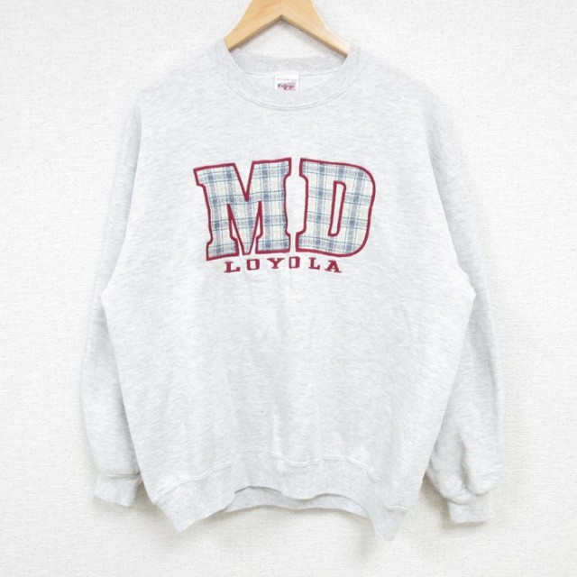 【50%OFF】MD 90s 長袖スウェット 刺繍 グレー L | 古着