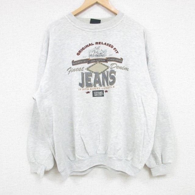 XL★古着 長袖 スウェット メンズ 00年代 00s JEANS クルーネック グレー 霜降り 24sep20 中古 スエット トレーナー トップス