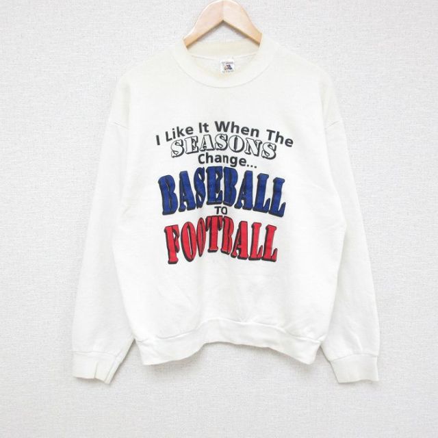 フルーツオブザルーム 00s 長袖スウェット ベースボール ホワイト L | 古着