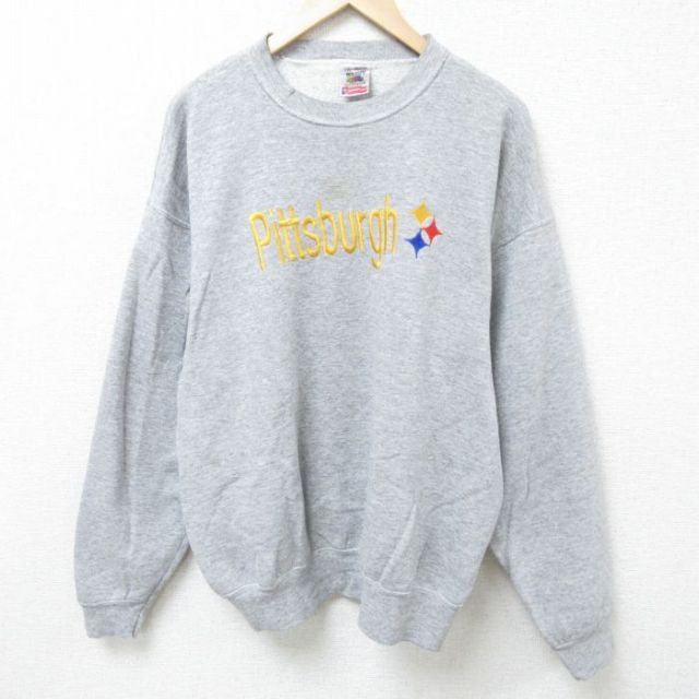 フルーツオブザルーム 90s 長袖スウェット NFL ピッツバーグスティーラーズ グレー XL | 古着