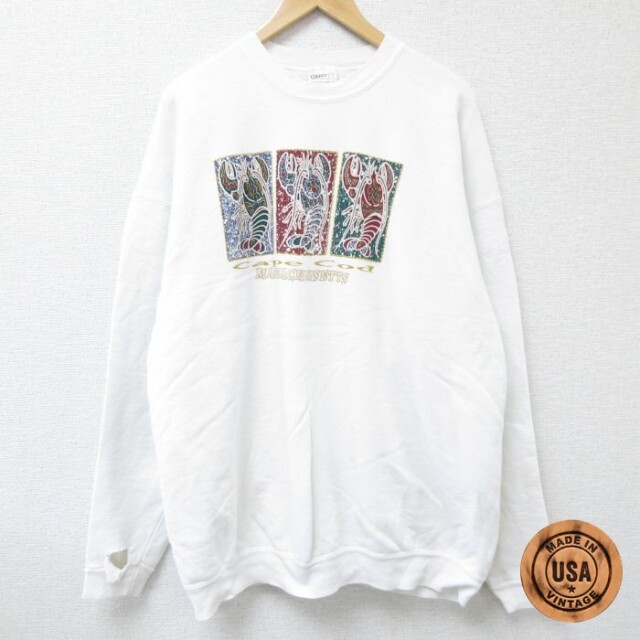 オニータ 長袖スウェット マサチューセッツ ホワイト XL | 古着