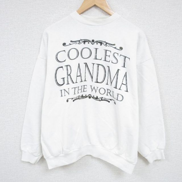 XL★古着 TULTEX 長袖 スウェット メンズ 00年代 00s GRANDMA クルーネック USA製 白 ホワイト 24oct04 中古 スエット トレーナー トップス