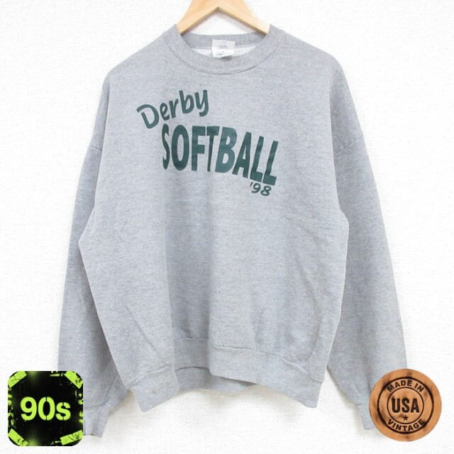 90s 長袖スウェット Derby ソフトボール グレー メンズL相当 | 古着