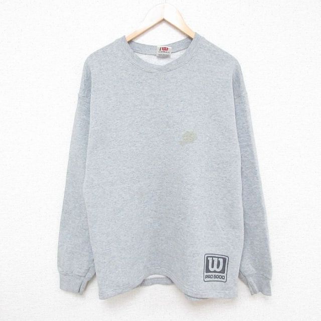 【50%OFF】ウィルソン 00s 長袖スウェット ワンポイントロゴ グレー L | 古着