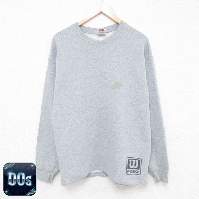 【50%OFF】ウィルソン 00s 長袖スウェット ワンポイントロゴ グレー L | 古着