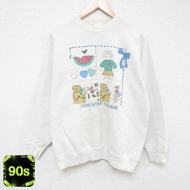 TULTEX 90s 長袖スウェット ネコ ベージュ M | 古着