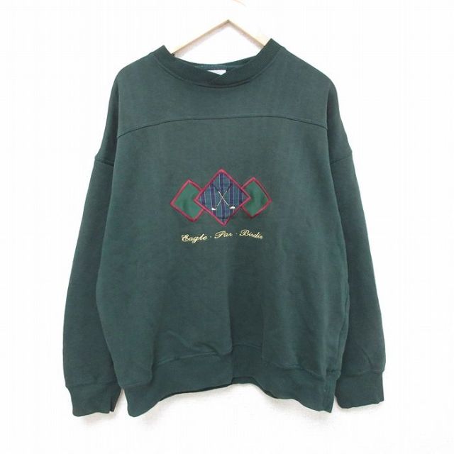 00s 長袖スウェット ゴルフクラブ刺繍 グリーン XL | 古着