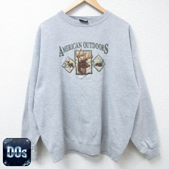 00s 長袖スウェット シカ刺繍 グレー XL | 古着