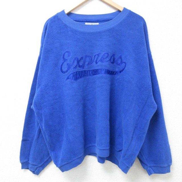XL★古着 EXP 長袖 トップス メンズ 90年代 90s ビッグロゴ クルーネック 青 ブルー 24oct26 中古 スエット トレーナー