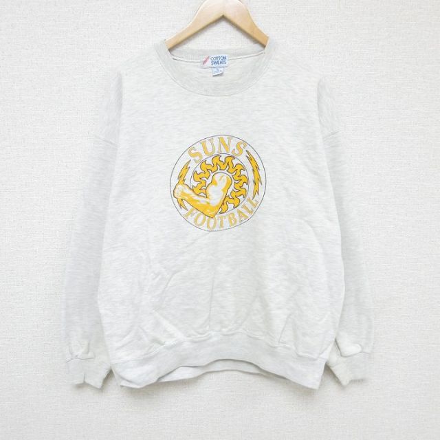 XL★古着 ジャージーズ 長袖 スウェット メンズ 90年代 90s SUNS FOOTBALL クルーネック USA製 薄グレー 霜降り 24oct29 中古 スエット トレーナー トップス