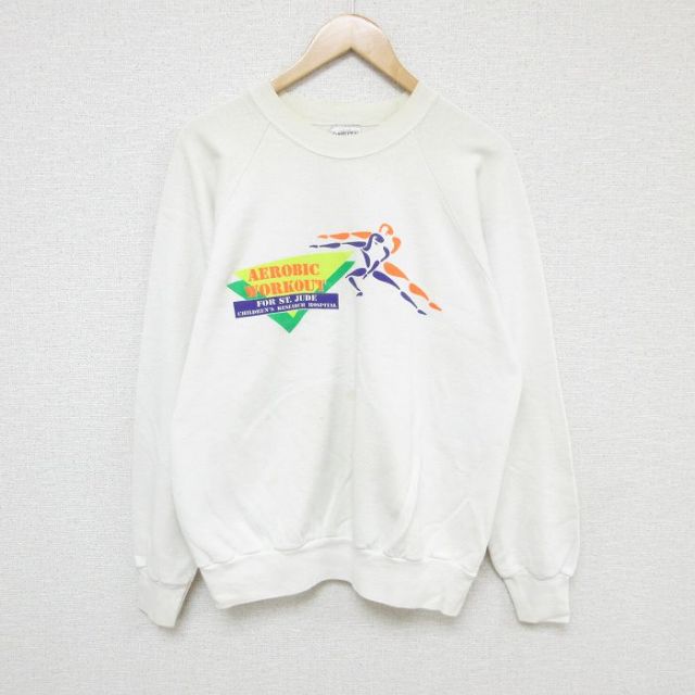 【50%OFF】オニータ 00s ラグランスウェット エアロビック ホワイト L | 古着