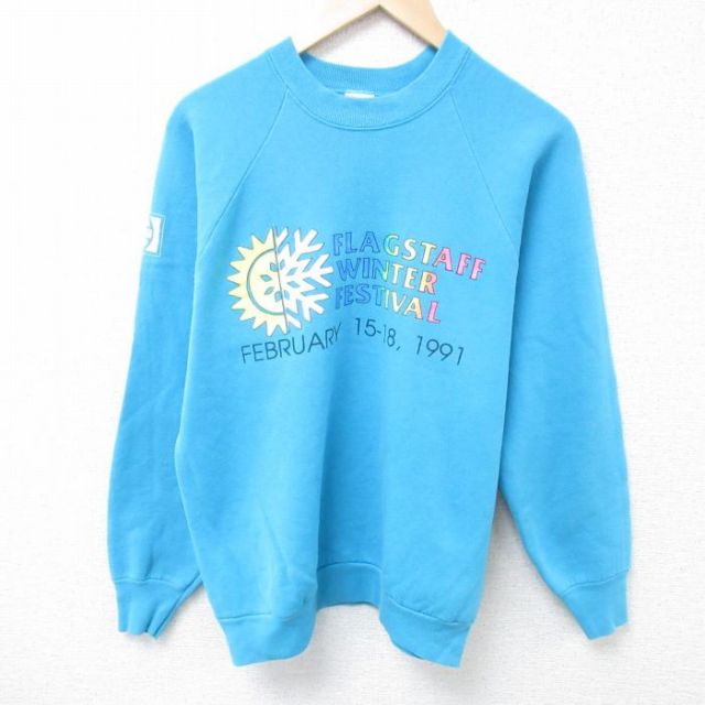 【50%OFF】フルーツオブザルーム 90s 長袖スウェット ウインターフェスティバル ペプシ ライトブルー M | 古着