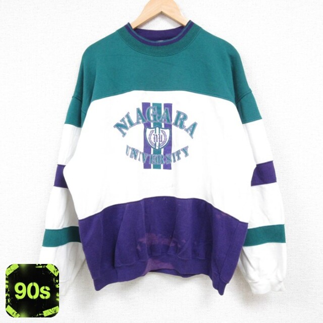 90s 長袖スウェット ナイアガラ グリーン XL | 古着