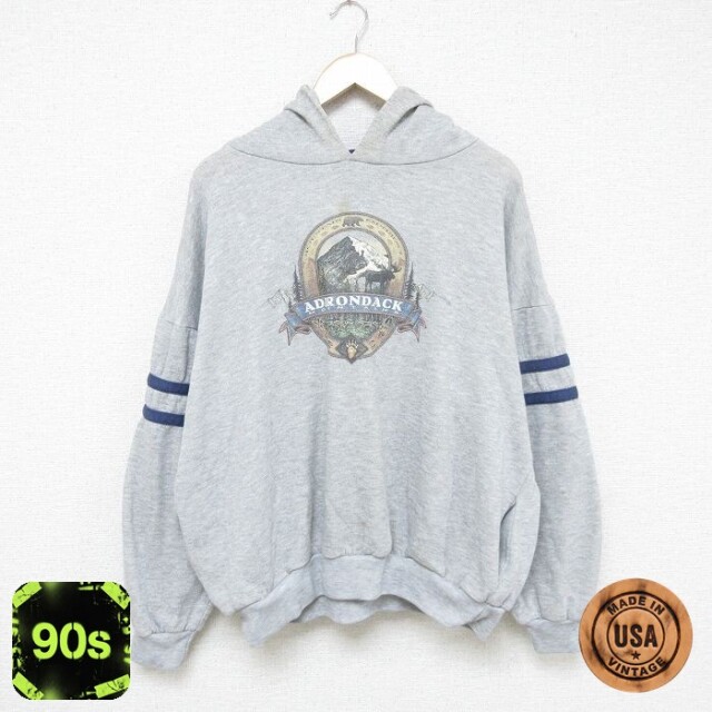 90s 長袖パーカー 山シカ グレー霜降り XL | 古着