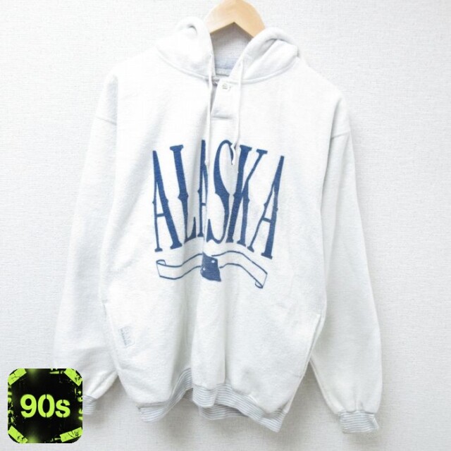 アラスカ 90s 長袖パーカー 表起毛 ホワイト L | 古着