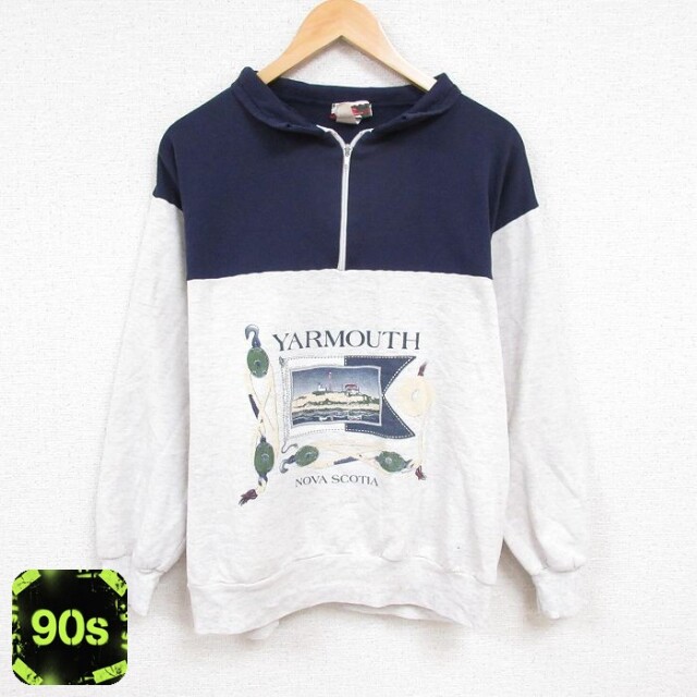 ヤーマス 90s ハーフジップスウェット ツートンカラー グレー XL | 古着