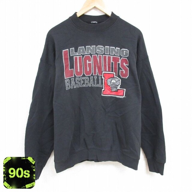 ランシングラグナッツ 90s 長袖スウェット ベースボール ブラック XL | 古着