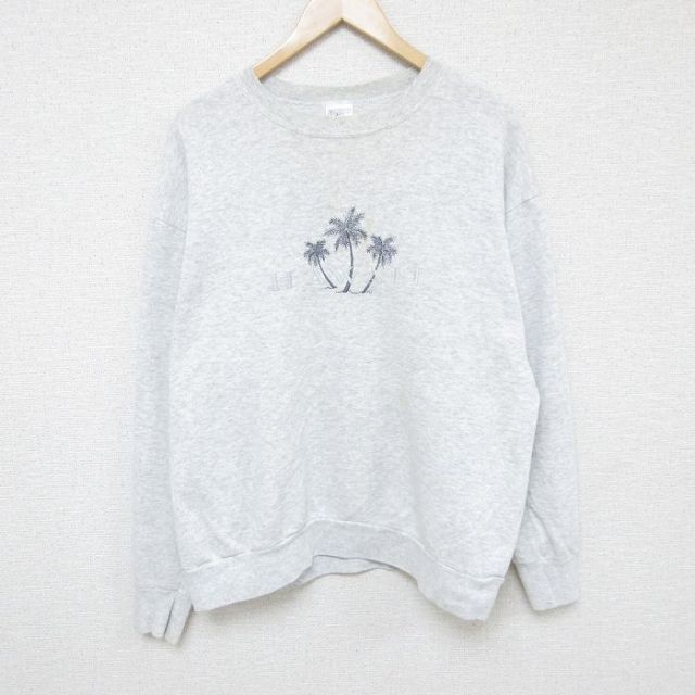 【50%OFF】00s 長袖スウェット ハワイ刺繍 グレー L | 古着