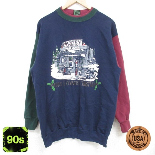 90s 長袖スウェット クリスマス マルチカラー L | 古着