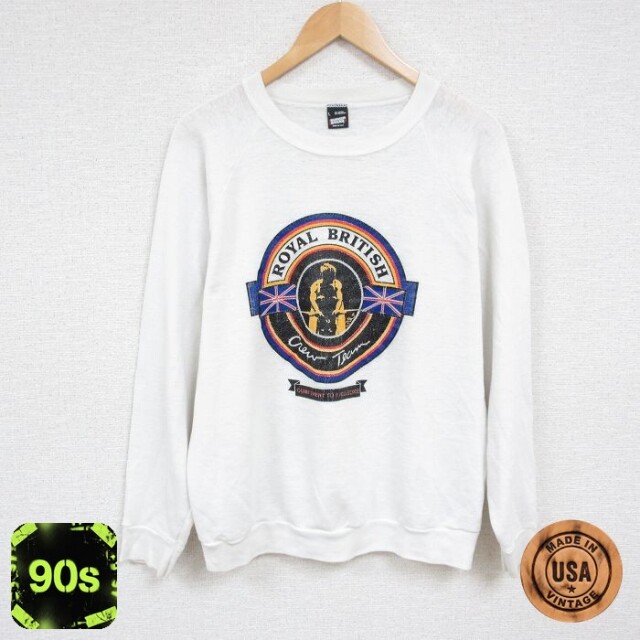 スクリーンスターズ 90s 長袖スウェット ROYAL BRITISH ホワイト L | 古着