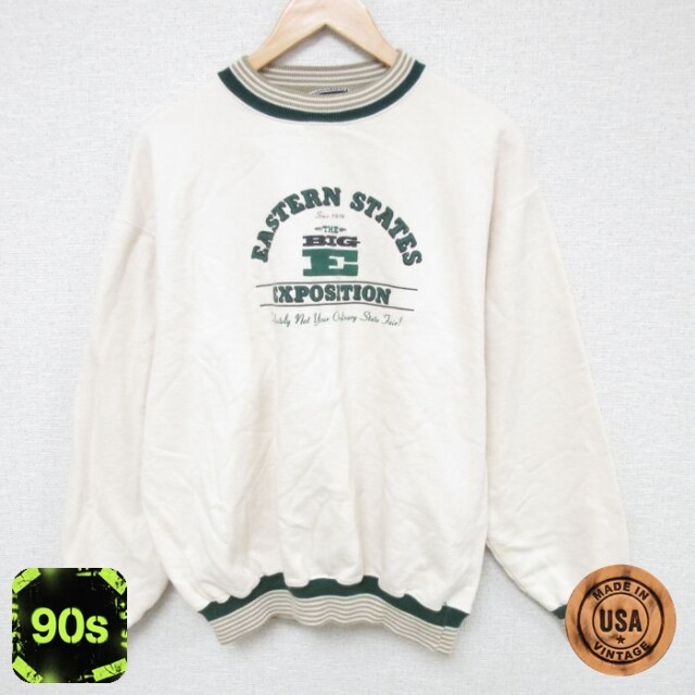 90s 長袖スウェット EXPOSITION カーキ メンズXL相当 | 古着