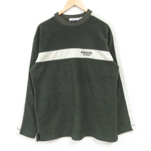 【50%OFF】AEROPOSTALE 00s 長袖フリース ラグラン グリーン M | 古着