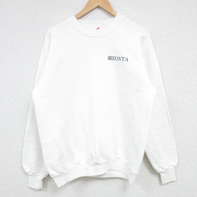 【50%OFF】L★古着 ジャージーズ 長袖 スウェット メンズ 90年代 90s ZONTA ラグラン クルーネック USA製 白 ホワイト 25jan08 中古 スエット トレーナー トップス