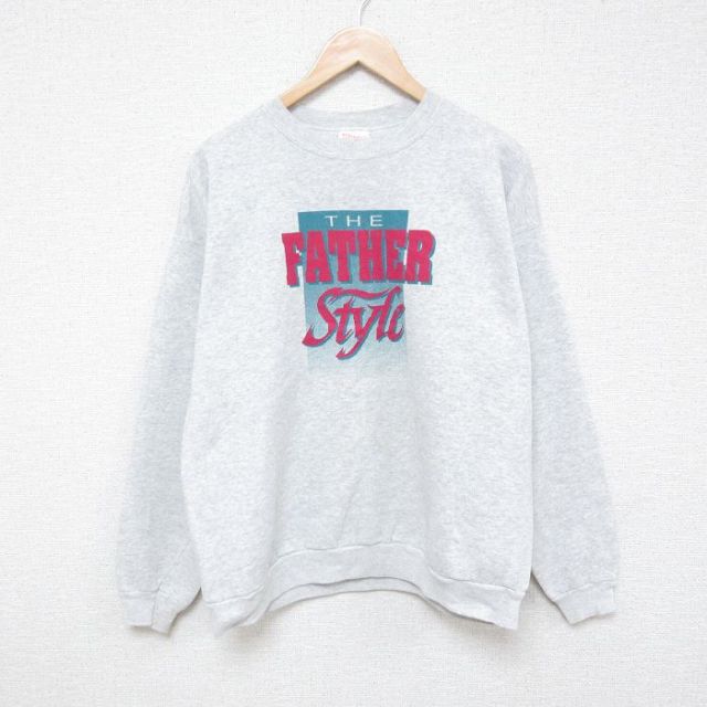 【50%OFF】L★古着 ヘインズ Hanes 長袖 スウェット メンズ 00年代 00s FATHER クルーネック グレー 霜降り 【spe】 24dec25 中古 スエット トレーナー トップス