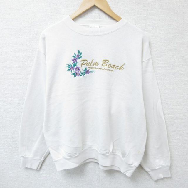 【50%OFF】TULTEX 90s 長袖スウェット パームビーチフロリダ刺繍 ホワイト L | 古着
