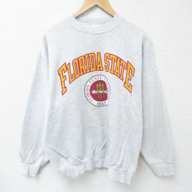 【50%OFF】L★古着 TULTEX 長袖 スウェット メンズ 90年代 90s フロリダ 大学 カレッジ クルーネック USA製 グレー 霜降り 25jan09 中古 スエット トレーナー トップス