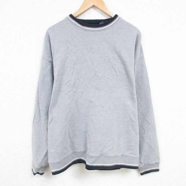 XL★古着 ギャップ GAP 長袖 スウェット メンズ 00年代 00s 無地 大きいサイズ コットン クルーネック グレー 霜降り 24dec26 中古 スエット トレーナー トップス