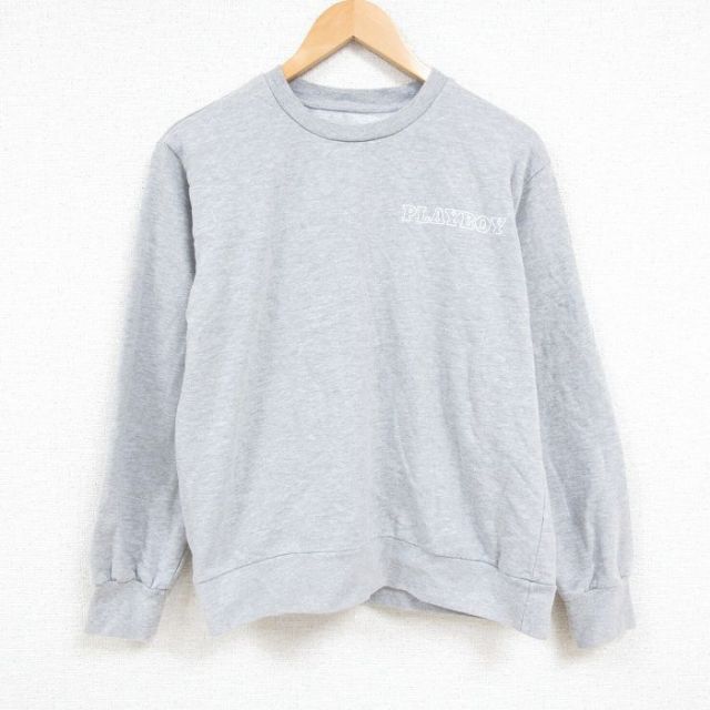 【50%OFF】プレイボーイ 長袖スウェット ワンポイントロゴ グレー L | 古着