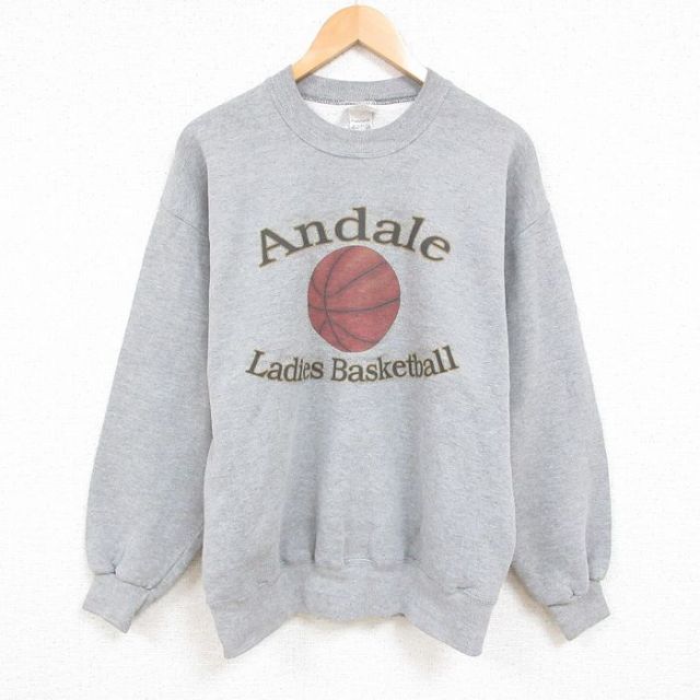【50%OFF】L★古着 ジャージーズ 長袖 スウェット メンズ 00年代 00s バスケットボール クルーネック グレー 霜降り 25jan06 中古 スエット トレーナー トップス