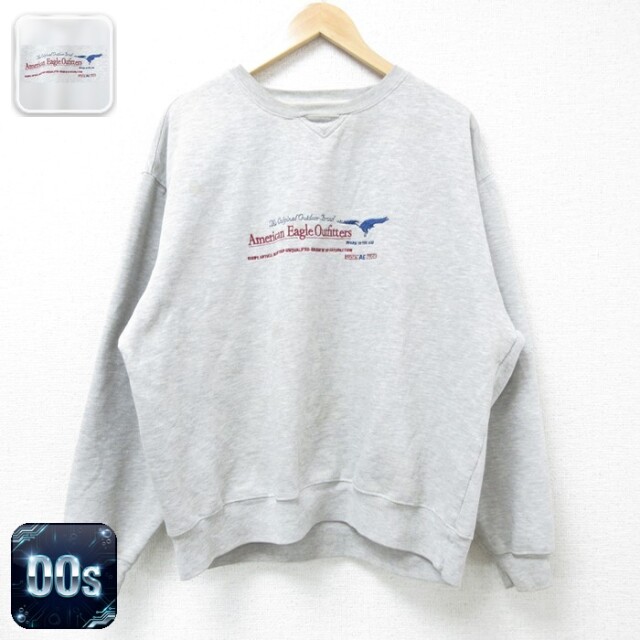 【50%OFF】アメリカンイーグル 00s 長袖スウェット ビッグロゴ刺繍 グレー XL | 古着