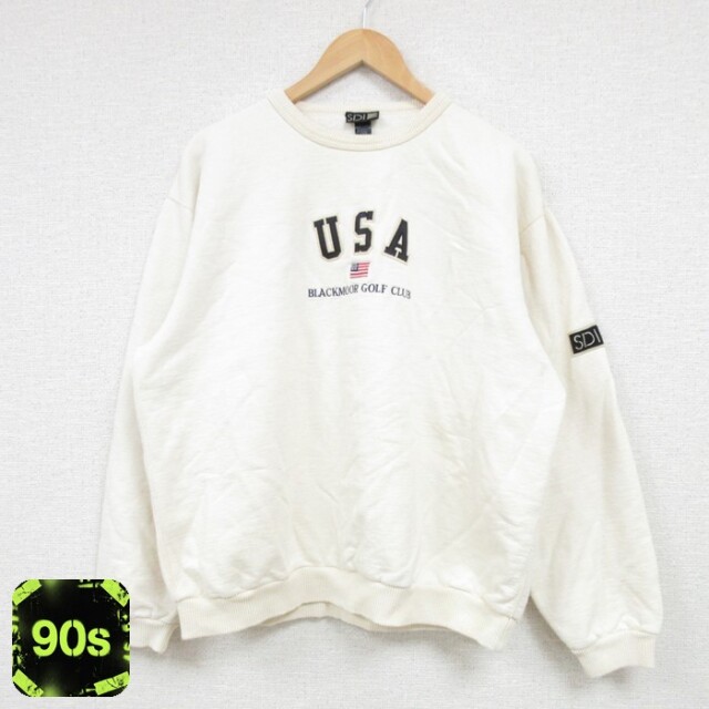 SDI 90s 長袖スウェット USAロゴ ベージュ L | 古着