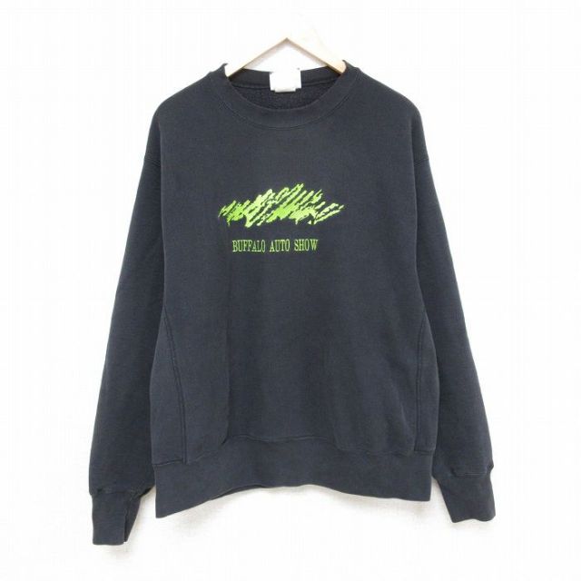 【50%OFF】XL★古着 リー Lee 長袖 スウェット メンズ 90年代 90s 刺繍 クルーネック USA製 黒 ブラック 【spe】 25jan15 中古 スエット トレーナー トップス
