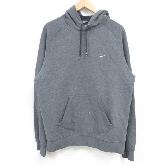 【50%OFF】M★古着 ナイキ NIKE 長袖 スウェット パーカー メンズ 00年代 00s ワンポイントロゴ ラグラン 濃グレー 霜降り 25jan16 中古 スエット トレーナー トップス