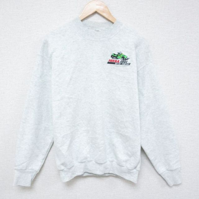 【50%OFF】M★古着 フルーツオブザルーム 長袖 スウェット メンズ 00年代 00s スノーモービル クルーネック 薄グレー 霜降り 25jan20 中古 スエット トレーナー トップス