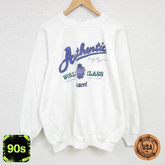ヘインズ 90s 長袖スウェット IOU ホワイト メンズXL相当 | 古着