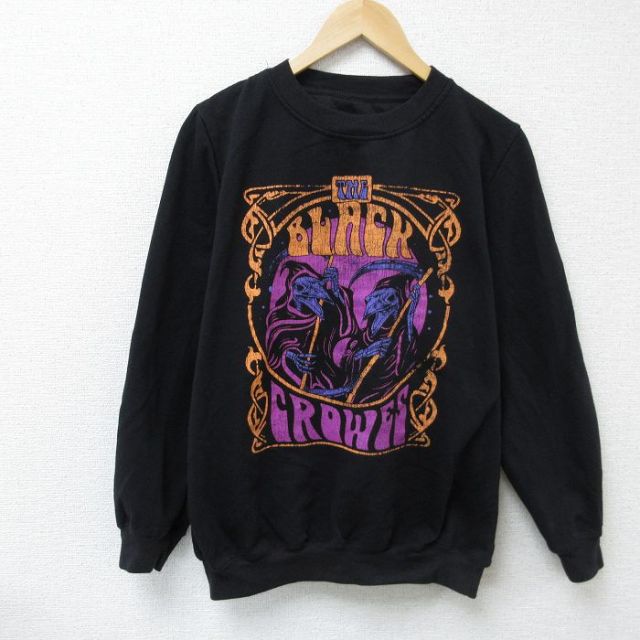 L★古着 長袖 ロック バンド スウェット メンズ The Black Crowes クルーネック 黒 ブラック 【spe】 25feb01 中古 スエット トレーナー トップス