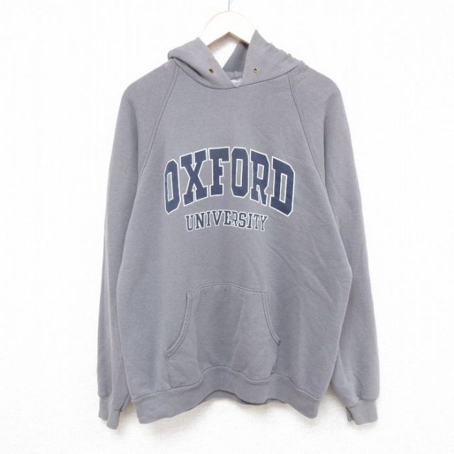 【50%OFF】L★古着 スクリーンスターズ 長袖 スウェット パーカー メンズ 00年代 00s オックスフォード 大学 ラグラン 濃グレー 25feb03 中古 スエット トレーナー トップス